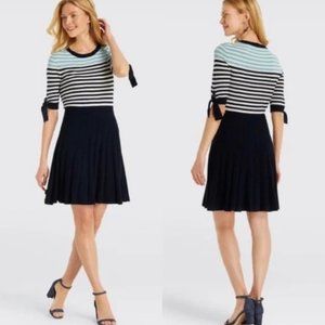 Draper James Sz M Knit Sailor Stripe Sweater Dress Blue